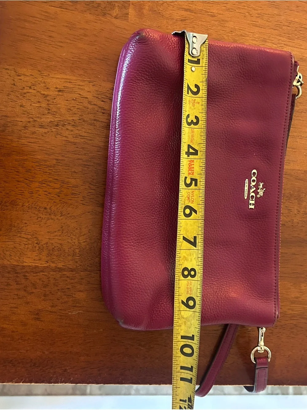 Coach Pebbled Leather Double Zip Wristlet - Raspberry - Picture 4 of 16